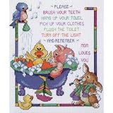 Janlynn Cross Stitch Kit, 12-Inch by 10-Inch, Bath Time Rules