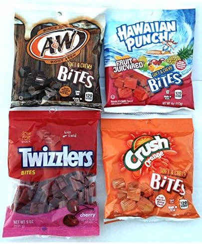 Low Fat ~ Twizzlers, Hawaiian Punch, A&W Root, & Crush Orange Soft Chewy Bites~ New Bite size
