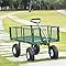 Ollieroo Utility Wagon Farm and Ranch Heavy-Duty Steel Garden Cart with Removable Folding Sides and 10” Pneumatic Tires 660Lb Capacity 38”x20” Bed Powder Coated Green Finish
