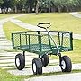 Ollieroo Utility Wagon Farm and Ranch Heavy-Duty Steel Garden Cart with Removable Folding Sides and 10” Pneumatic Tires 660Lb Capacity 38”x20” Bed Powder Coated Green Finish