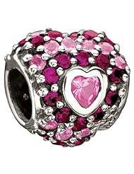 Authentic Chamilia Charm "Jeweled Heart in Heart" - Pink CZ 2025-0674