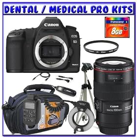 Canon EOS 5D Mark II Digital Camera (Camera Body) + Canon EF 100mm f/2.8L IS USM Macro Lens + Canon MR-14EX Macro Ring Lite + 8GB CF + Tripod + Case + Remote + Dental/Medical Pro Bundle