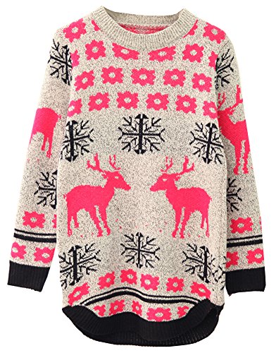 Mooncolour Womens Winter Warm Classic Snowflake Reindeer Christmas Jumpers Sweater