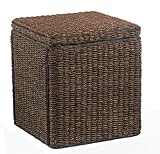 Storage Ottoman with Woven Design in Cocoa Finish