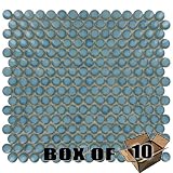 Penny round - 3/4" circle porcelain mosaic tile in marine