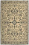 7'9 x 9'9 Rectangular Safavieh HK11I-8 Ivory/Dark Blue Color Hand Hooked Chinese Chelsea Collection Rug