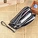 Gottowin Women's Leather Purse Wallet Clutch Handbag Cross-body Bag Organizer w/ Wrist Strap +Card Holder (9-Inch,fit iPhone 6 Plus, Black)