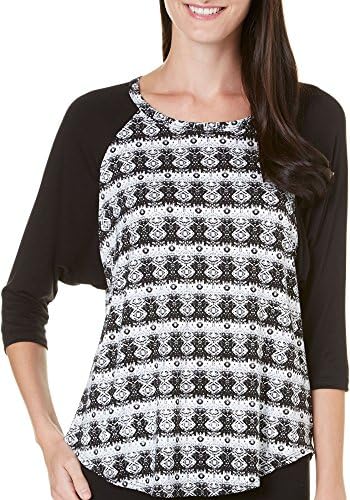 C'est Womens La Vie Tribal Print High-Low Top Small Black/white