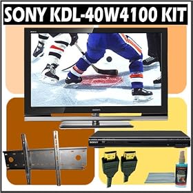 Sony Bravia W-Series KDL-40W4100 40-inch 1080P LCD HDTV + Sony DVD Player w/ Wall Mount Accessory Kit