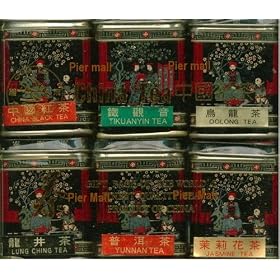 China Tea Loose Leaf Sampler Gift Pack - 6 Tins (Pu Erh, Oolong, Jasmine, White Tea,... by PierMall Teas