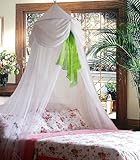 White & Green Chiffon Furbelow Princess Bed Canopy By SID