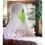 White & Green Chiffon Furbelow Princess Bed Canopy By SID