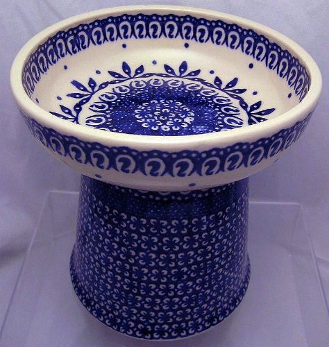 Polish Pottery Raised Food Dish or Water Bowl - Old Poland