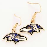 Baltimore Ravens Enameled NFL Team Logo Dangle Earrings