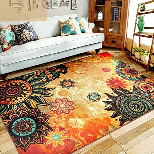 ZIGUO Medallion Floral Shapes Area Rug, Multicolor Multi Color Carpet,Soft Rug, Stain Resistant, Foyer, Dining Room, Living Room (133 x 190)