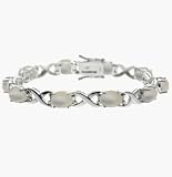Sterling Silver Mother of Pearl and Oval Bracelet by Glitzs