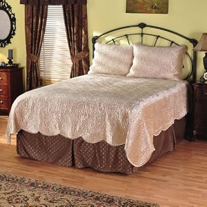 Grand Suites King Size Satin & Velvet 3-Piece Coverlet & Pillow Sham Set