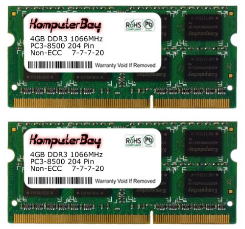 Komputerbay 8GB 2x 4GB DDR3 SODIMM 204 pin 1066Mhz PC3-8500 7-7-7-20 Laptop Notebook Memory for Apple iMacB00607HZB4 : image