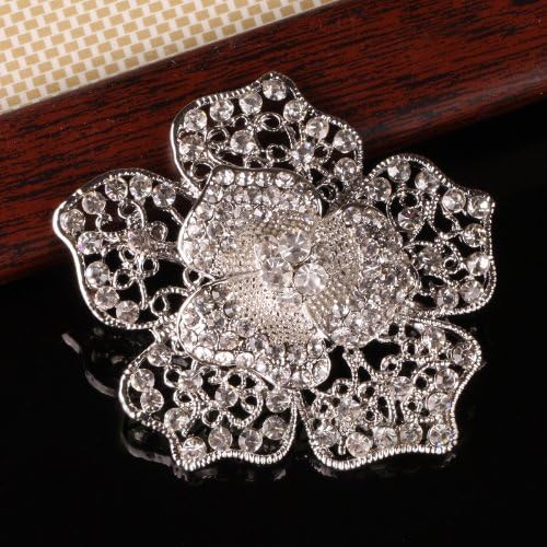 1pc rose flower Rhinestone Crystal Wedding Bridal Bouquet Flower Pearls Brooch Pin