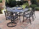 7pc Outdoor Patio Dining Set in Black Cast Aluminum Finish