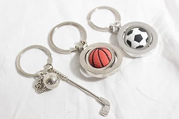 【クリックで詳細表示】かわいい スポーツ キーホルダー シルバー バスケ サッカー ゴルフ (h 3種 6個 セット)： スポーツ＆アウトドア