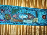 Spectacular Zardozi India Sari Tapestry Wall Hanging Table Runner