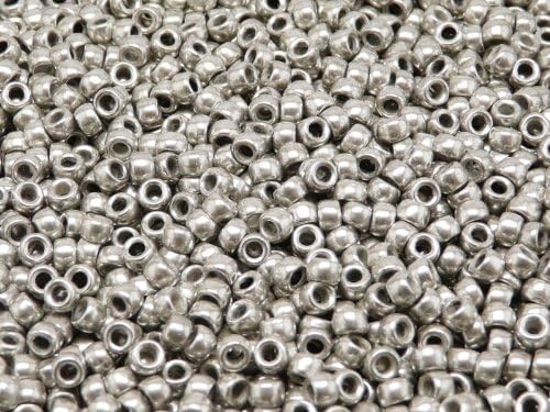 Matubo Czech Glass Seed Beads 7/0 (3.5mm) 0.35oz (10g) (Approx. 220pcs) Color: Jet Old Silver