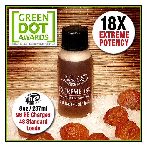 NaturOli EXTREME 18X - Soap Nuts Liquid Natural Laundry Detergent SUPER-CONCENTRATED - 12 LOADS! For HE or Standard Washers.