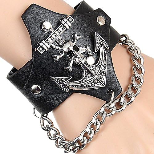 Non-mainstream Rock Style Navy Men Wrist Band Bracelet Skull Scalp