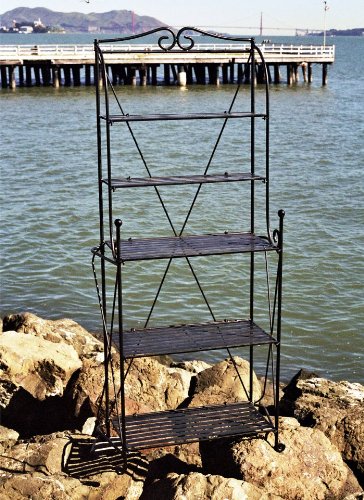PTC Home & Garden Folding Baker's Rack, Black