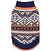 Blueberry Pet Nordic Pattern Inspired Fair Isle Navy Blue Snowflakes Dog Sweater, Back Length 14