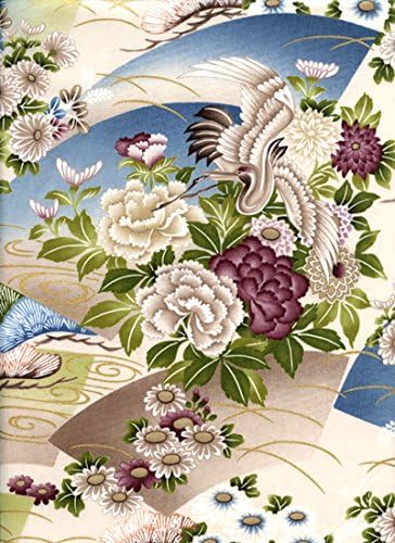 Asian Japanese Fabric: Elegant Kimono Design: Natural (1/2 Yd.)