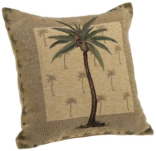 Brentwood Panama Jacquard Chenille 18-by-18-inch Knife Edge Decorative Pillow, Palm Tree