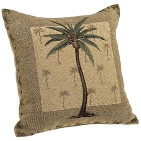 Brentwood Panama Jacquard Chenille 18-by-18-inch Knife Edge Decorative Pillow, Palm Tree