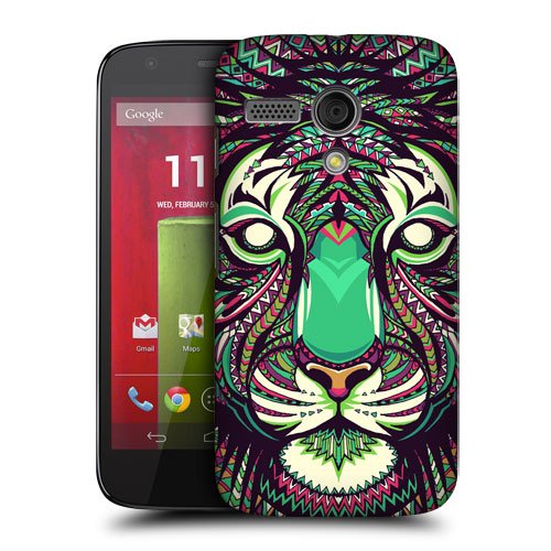 Head Case Designs Tiger Aztec Animal Faces Protective Snap-on Hard Back Case Cover for Motorola Moto G