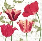 Caspari Set of Two Antique Tulip Paper Cocktail Napkins packages, 20 per package