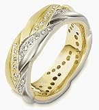 8mm 60 Diamond Titanium & 14 Karat Yellow Gold Wedding Band