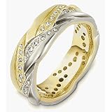 8mm 60 Diamond Titanium & 18 Karat Yellow Gold Wedding Band