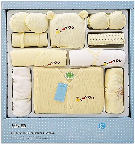 M&amp;C Autumn and winter cotton boys and girls baby clothes gift boxes unisex -12 pcs , yellow