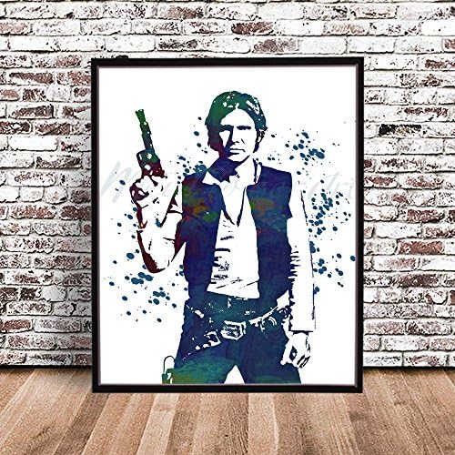 HAN SOLO WITH GUN STAR WARS Watercolor Styled PRINT by MeiFlowerArt (Large 16" x 20") silhouette painting, poster, Illustration, drawing, wall decor art work rainbow