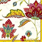 Caspari Set of 2 Palampour Set of 20 Paper Lunch Napkin, Ivory