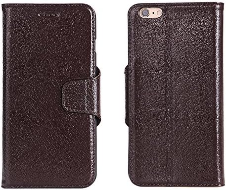 GEEPIN Yak Genuine Leather Wallet Case for iPhone 6 / 6S /6 Plus / 6S Plus with a Duilt-in ID & Credit Card Slots, Vintage Flip Folio Book Case. (Dark Brown 5.5 Inches)