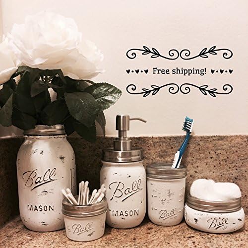 Distressed Mason Jar Bathroom Set