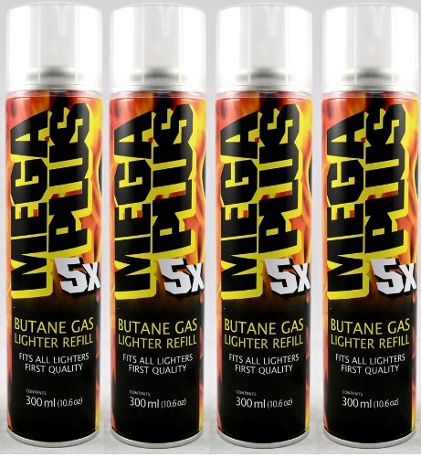 5x Mega Plus Butane Power Refined Fuel Gas 300 Ml (12 Cans) 300ml