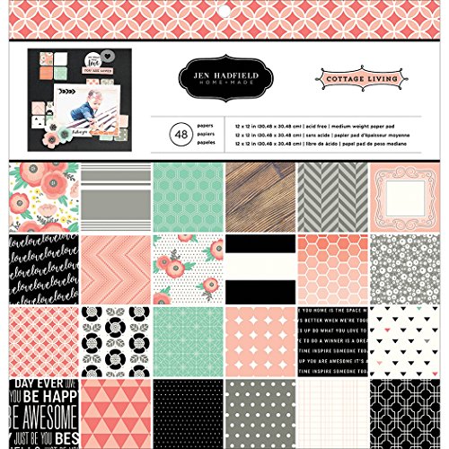 Pebbles Jen Hadfield Cottage Living Patterned Paper Pad,12 by 12-Inch