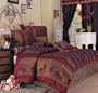15P King Darcy Patchwork Bedding Comforter Set Burgundy