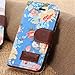 Iphone 5 Case, Shensee Fashion Flip Magnetic Wallet Floral Jacquard Leather Cover Case for Iphone 5c, Women Bag, Dirt-resistant, Anti-knock, Rhinestone Case, Compact, Elegant, Stylish, Card Slots for Carrying Id, Cash and Credit Cards (Blue)