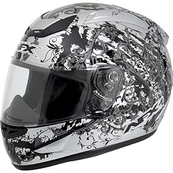 AFX Fusion Adult FX-95 Street Bike Motorcycle Helmet w/ Free B&F Heart Sticker Bundle - Silver