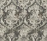 Chesapeake ARS26031 Elsa Ornate Damask Wallpaper, Black by Chesapeake