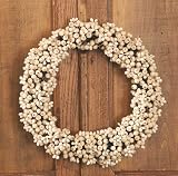 12.5 Diameter Frosted Cream Berry Wreath, Wire Backing, Packaged in Festive Gift Box.